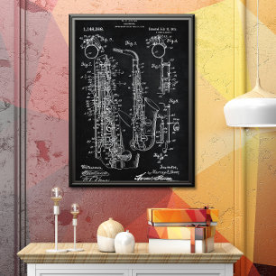 Black Saxophone Patent Poster