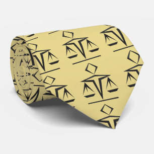 Black Scales of Justice on Custard Yellow Tie