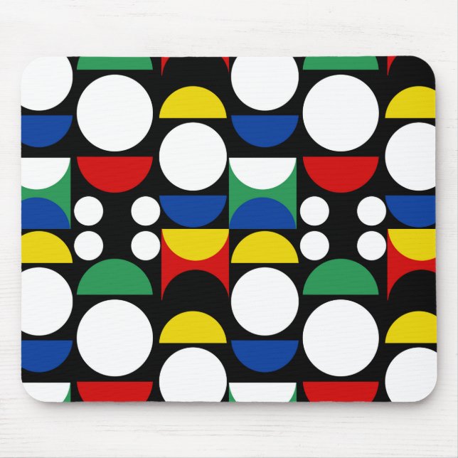 Black Scandinavian Bauhaus Mid-Century Pattern Mouse Pad (Front)