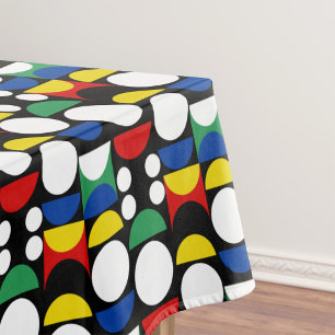 Black Scandinavian Bauhaus Mid-Century Pattern Tablecloth