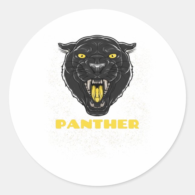 Black Scary Panther Classic Round Sticker (Front)