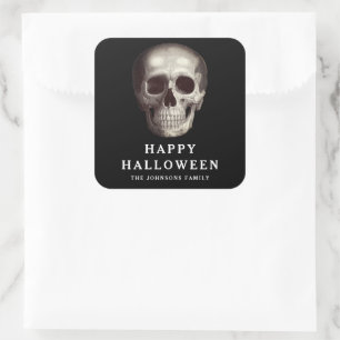 Black Scary Skull Adult Halloween Square Sticker