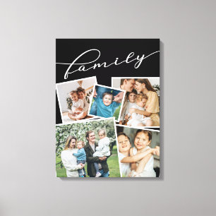 Black Scattered Photos Photo Collage Family Canvas Print