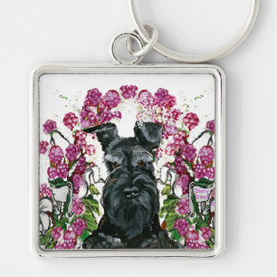 Black Schnauzer Bouquet Keychain