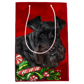 Black Schnauzer Christmas Medium Gift Bag