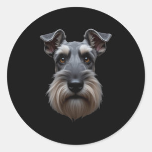 Black Schnauzer Dog Schnauzer Face Classic Round Sticker