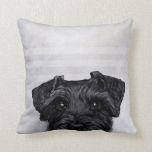 black schnauzer original painting print by Miart Throw Pillow