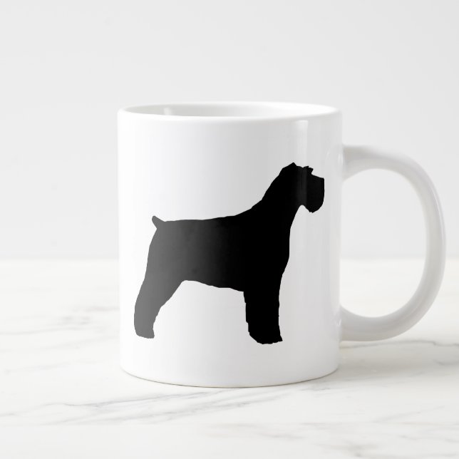 Black Schnauzer with Floppy Ears Dog Silhouettes Large Coffee Mug (Right)