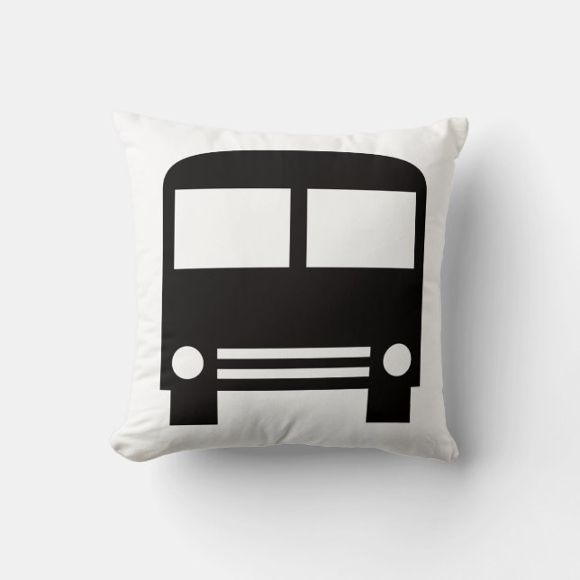 Black School Bus Throw Pillow (Front)