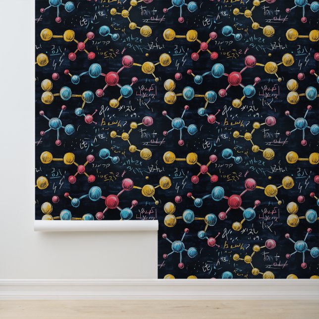 Black School Chalkboard Chemical Equations & Atoms Wallpaper (Application)