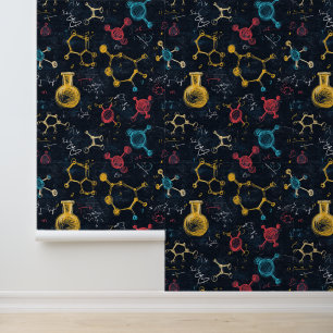 Black School Chalkboard Chemical Equations & Atoms Wallpaper