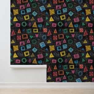 Black School Chalkboard Geometry Triangle Shapes Wallpaper