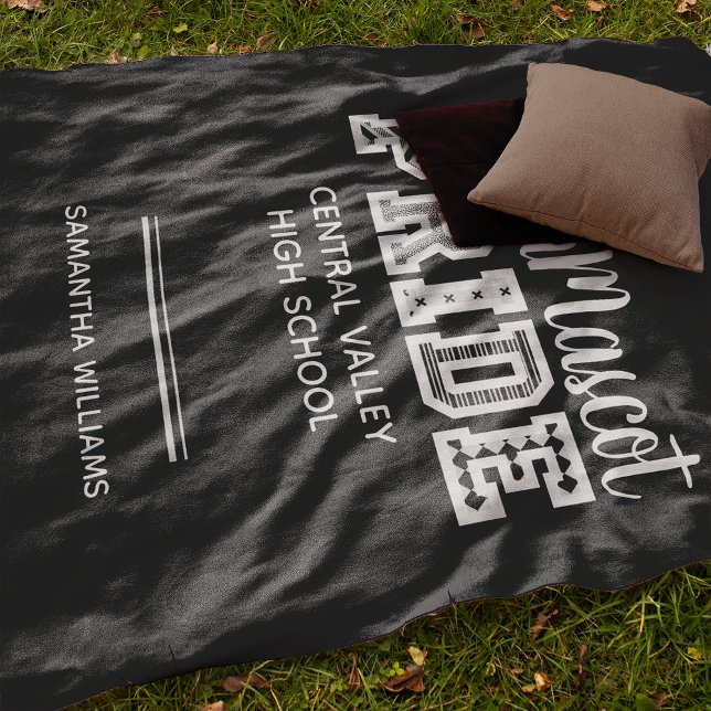 Black School Pride Mascot Name Fleece Blanket (Creator Uploaded)