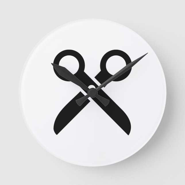Black Scissors icon Round Clock (Front)