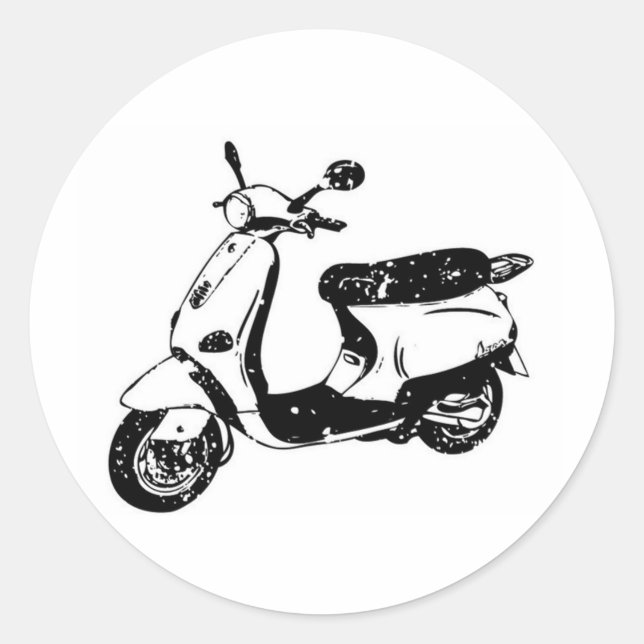 Black Scooter Classic Round Sticker (Front)