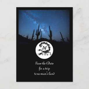 Black Scorpion Silhouette Monogram Photo Invitation Postcard