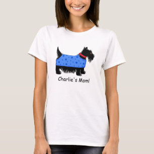Black Scottie Terrier Dog Blue Name Personalized T-Shirt