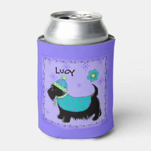 Black Scottie Terrier Dog Name Personalized Can Cooler