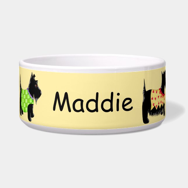 Black Scottie Terrier Dog Name Personalized Yellow (Front)