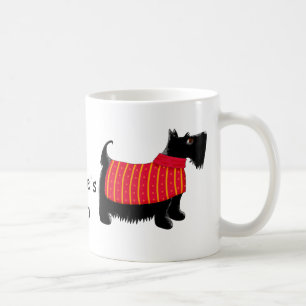 Black Scottie Terrier Dog Orange Name Personalized Coffee Mug