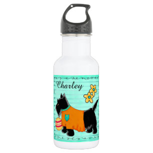 Black Scottie Terrier Name Personalized Teal Green 532 Ml Water Bottle