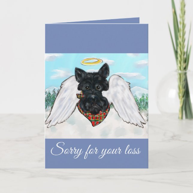 Black Scottish Terrier Angel Holiday Card (Front)