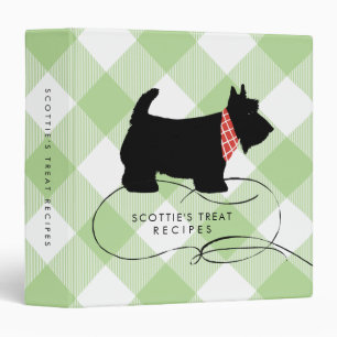 Black Scottish Terrier Dog Buffalo Plaid Recipe Binder
