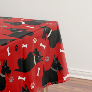 Black Scottish Terrier Paws and Bones Tablecloth