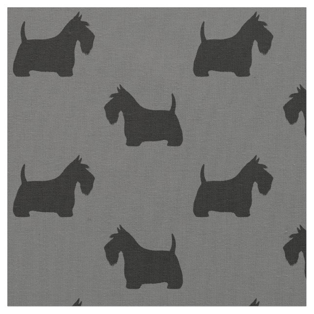 Black Scottish Terrier Silhouettes Scottie Dogs Fabric (Close Up)