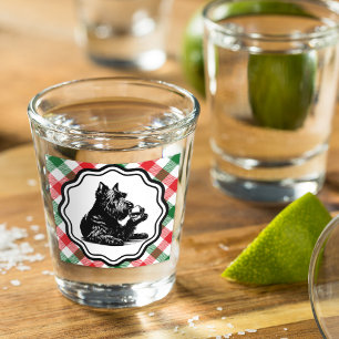Black Scottish Terrier Tartan Plaid Shot Glass