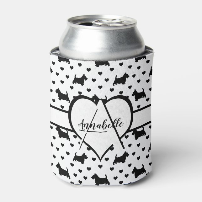 Black Scottish Terriers (Scottie Dogs) - White Can Cooler (Can Front)