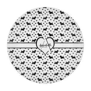 Black Scottish Terriers (Scottie Dogs) - White Cutting Board