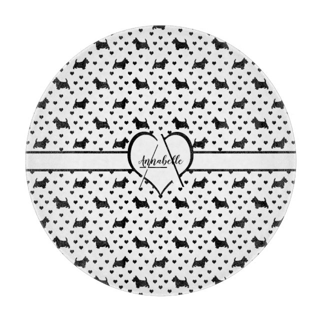 Black Scottish Terriers (Scottie Dogs) - White Cutting Board (Front)