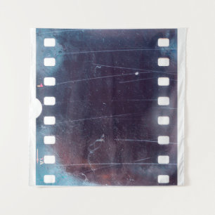 black scratched 35mm film frame, emulsion texture tapestry