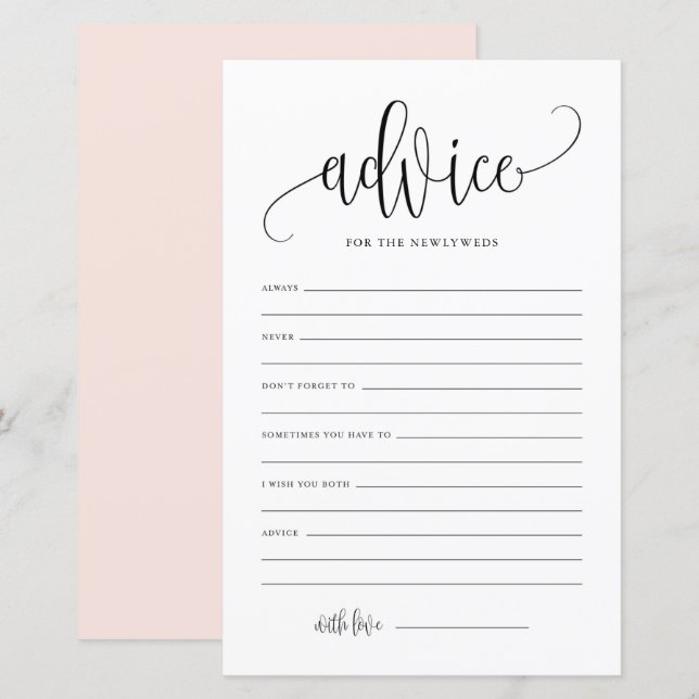 Black Script Advice for the Newlyweds Wedding Card (Front/Back)
