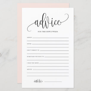 Black Script Advice for the Newlyweds Wedding Card
