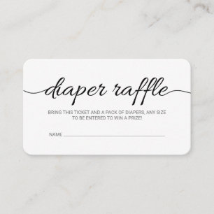 Black Script Baby Shower Diaper Raffle Ticket