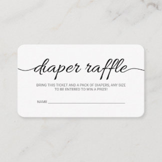 Black Script Baby Shower Diaper Raffle Ticket