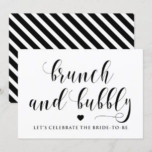 Black Script Brunch and Bubbly Bridal Shower Sign Invitation