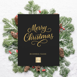 Black script business logo Christmas card