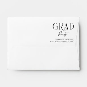 Black Script Calligraphy Return Address Graduation Envelope
