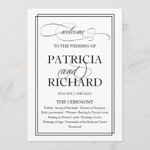 Black Script Elegant Wedding Ceremony Program