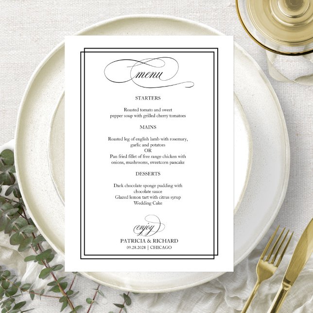 Black Script Elegant Wedding Menu (Creator Uploaded)