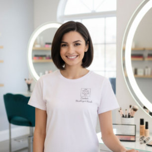 Black Script Employee Name Business Logo Makeup T-Shirt