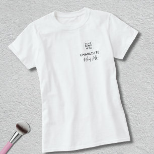 Black Script Employee Name Business Logo Makeup T-Shirt
