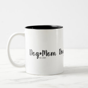 Black Script Established Dog Mom  Two-Tone Coffee Mug