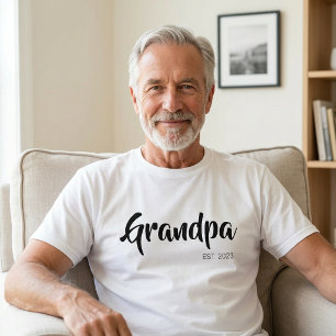 Black Script Established Grandpa T-Shirt