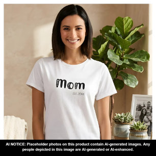 Black Script Established Mom Cute Hearts T-Shirt