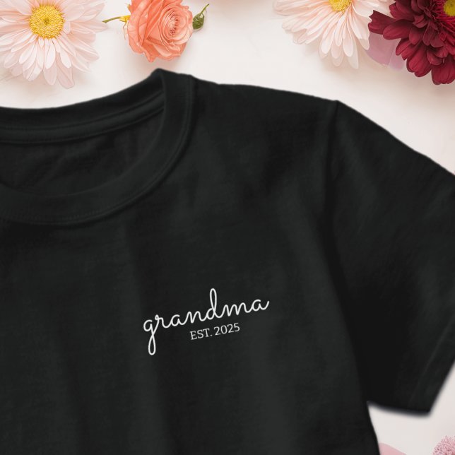 Black Script Font Established Grandma  T-Shirt (Creator Uploaded)