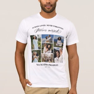Black Script Forever Missed Memorial Photo Collage T-Shirt